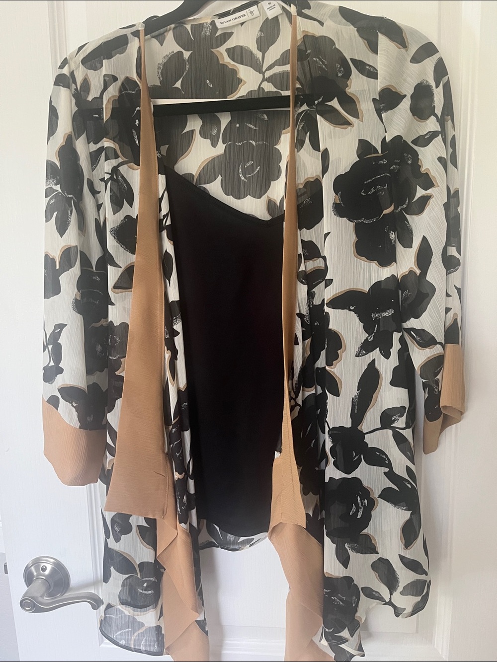 Susan Graver Black & Gold Floral Open-Front Tunic